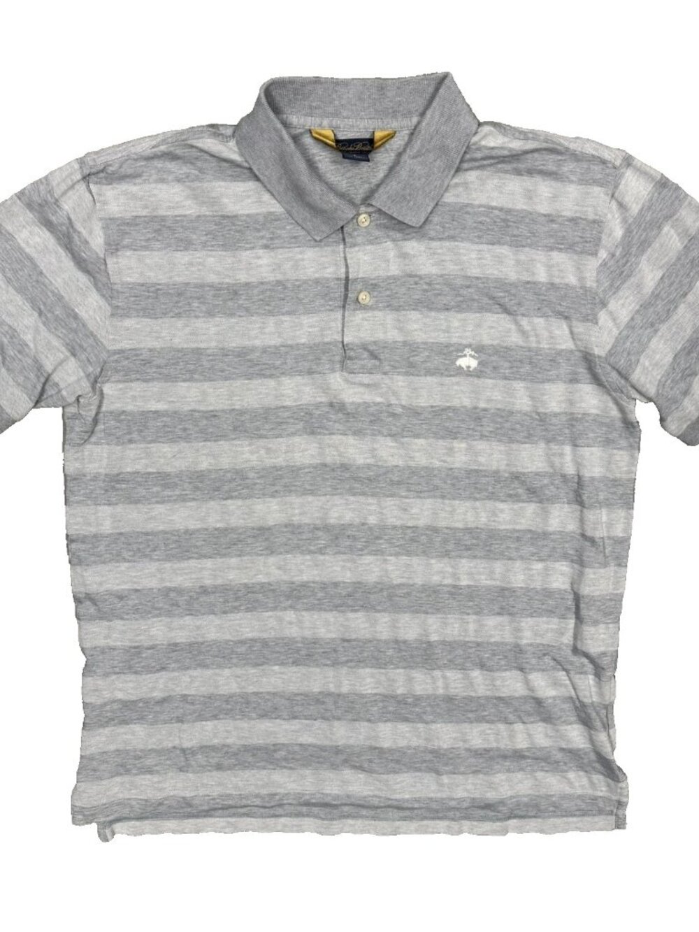 Brooks Brothers Polo Shirt 100% Cotton Striped Short Sleeve Grey Large